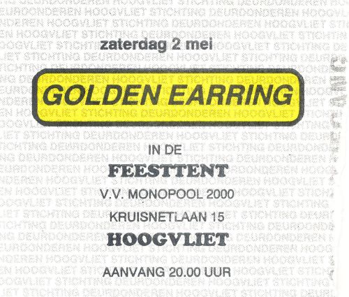 Golden Earring show ticket May 02 1992 Hoogvliet - Feesttent